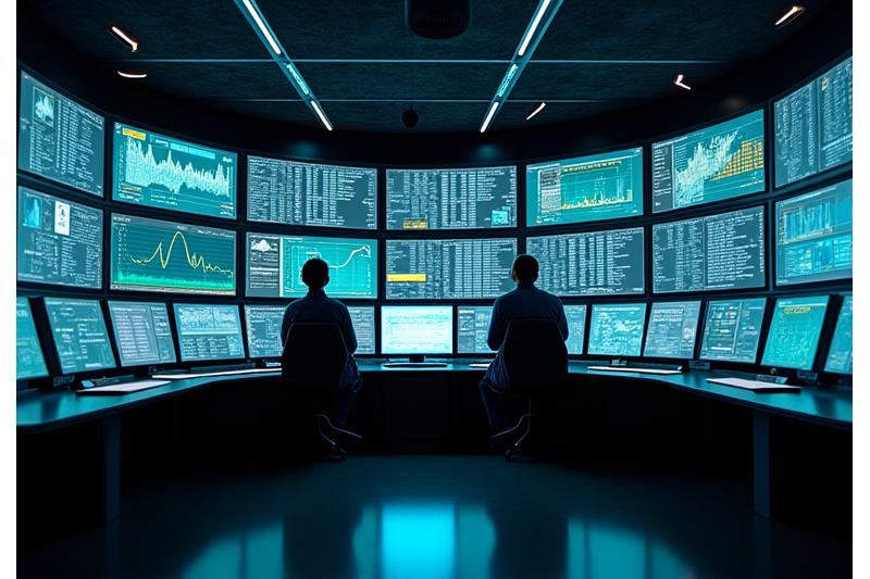 Inside a sophisticated battery storage control room