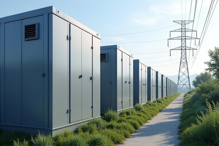 Modular battery storage units at a power station