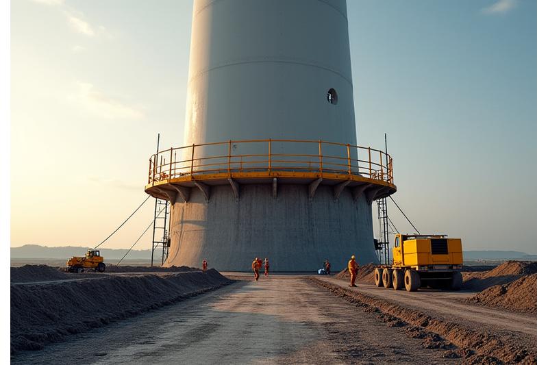 Foundations of a wind turbine being constructed