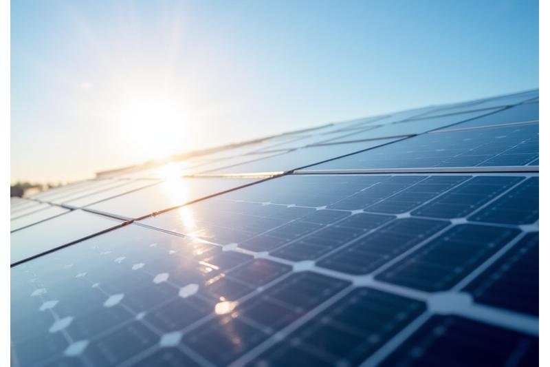 Detailed view of solar panels array